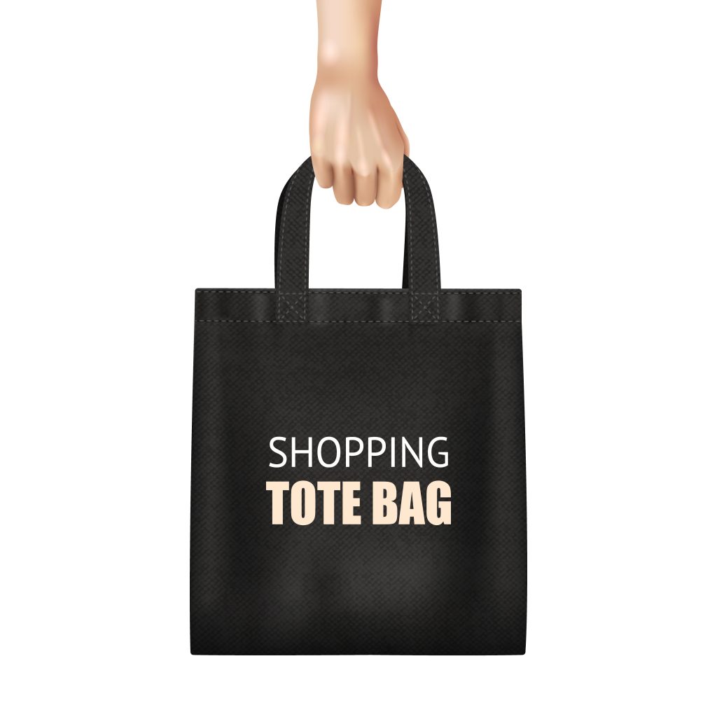 Hand Holding Black Shopping Bag Realistic